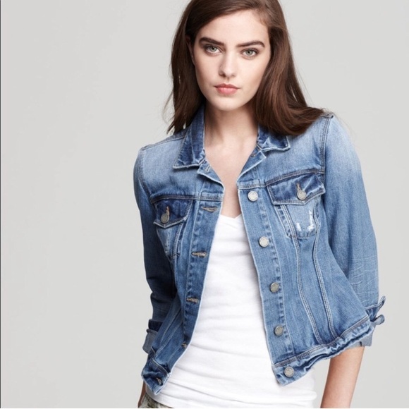 Paige Vermont medium wash denim jean jacket Medium lightly distressed - Picture 14 of 14